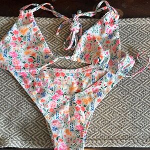 Kulani Kinis Floral Bikini - Pink and Orange